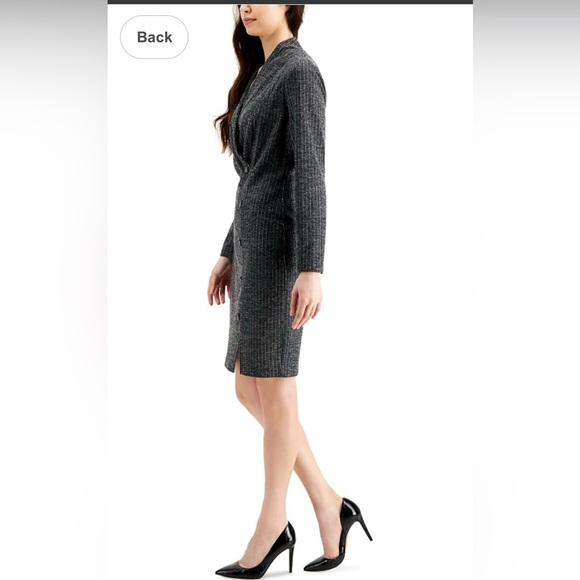 Knit Button Detail Sheath Dress - Size 14, Stretchy Fabric - Picture 4 of 5